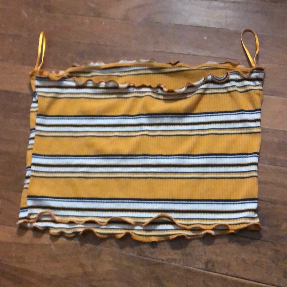 mustard yellow striped tube top